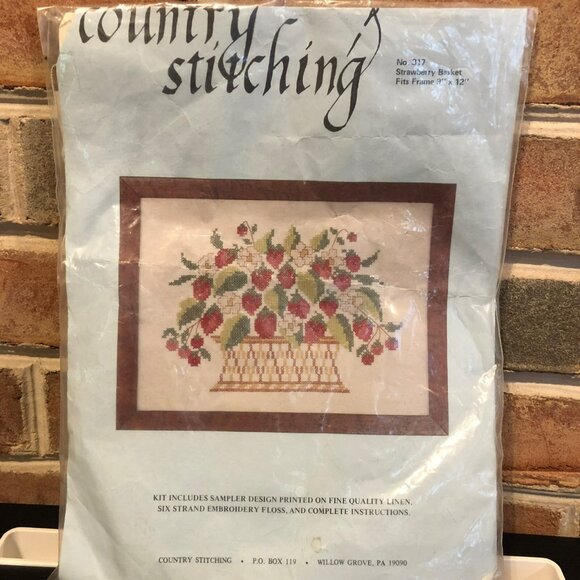 Country Stitching Strawberry Basket Cross Stitch Kit Fiber Craft - Picture 2 of 5